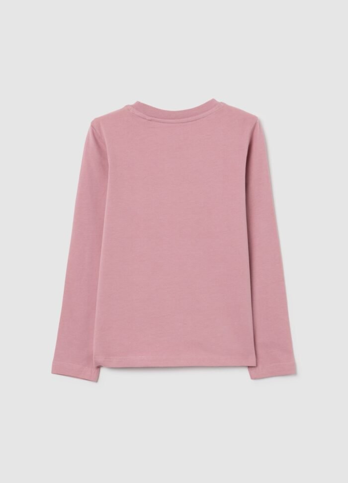 Girls' lilac stretch cotton top – detail view | Halla Fashion