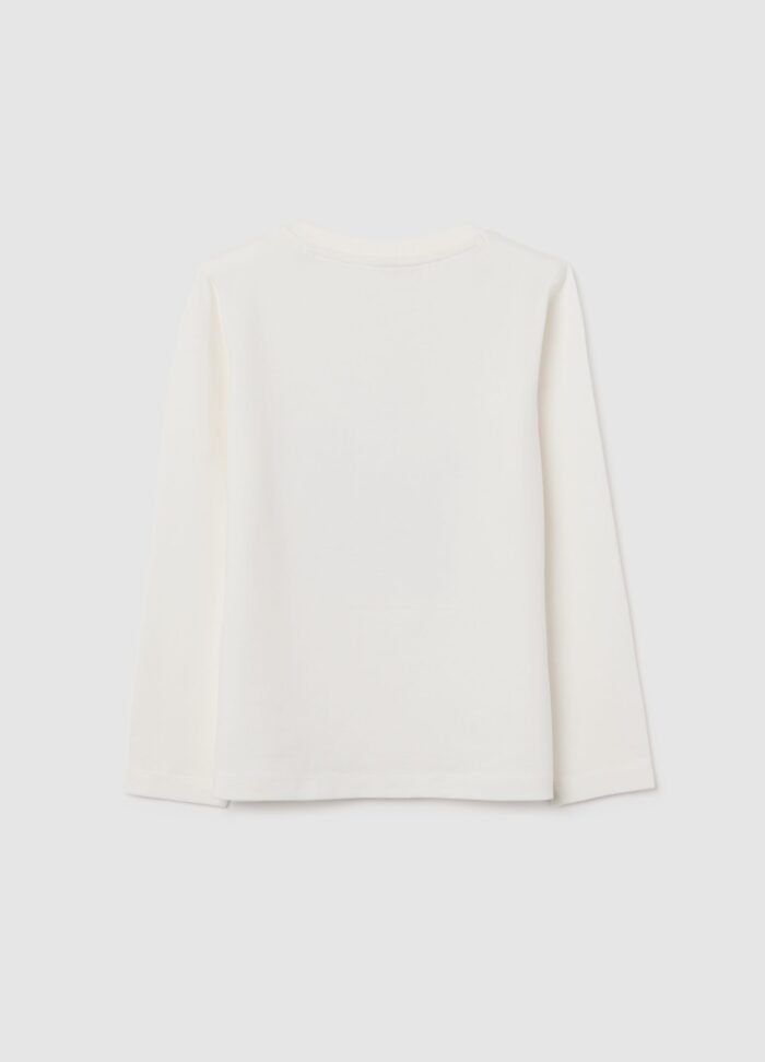 Girls' white stretch cotton top – detail view | Halla Fashion