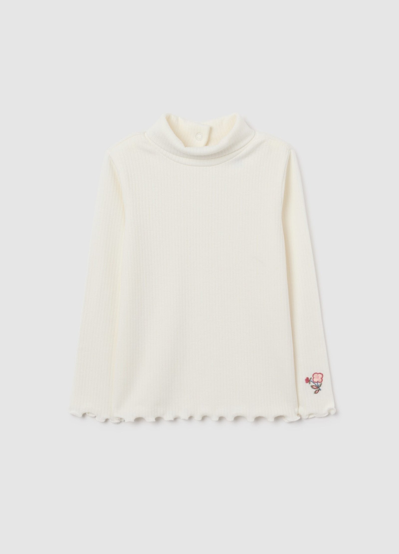 14127456.jpg Baby Girls' Turtleneck Top – White - الصورة 1