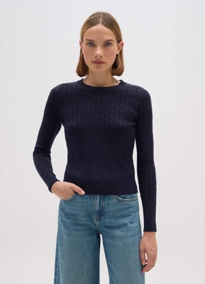 Women's Mini Cable-Knit Jumper – Navy - Image 2