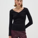 OVS Ls Top W/Lac Dark Black