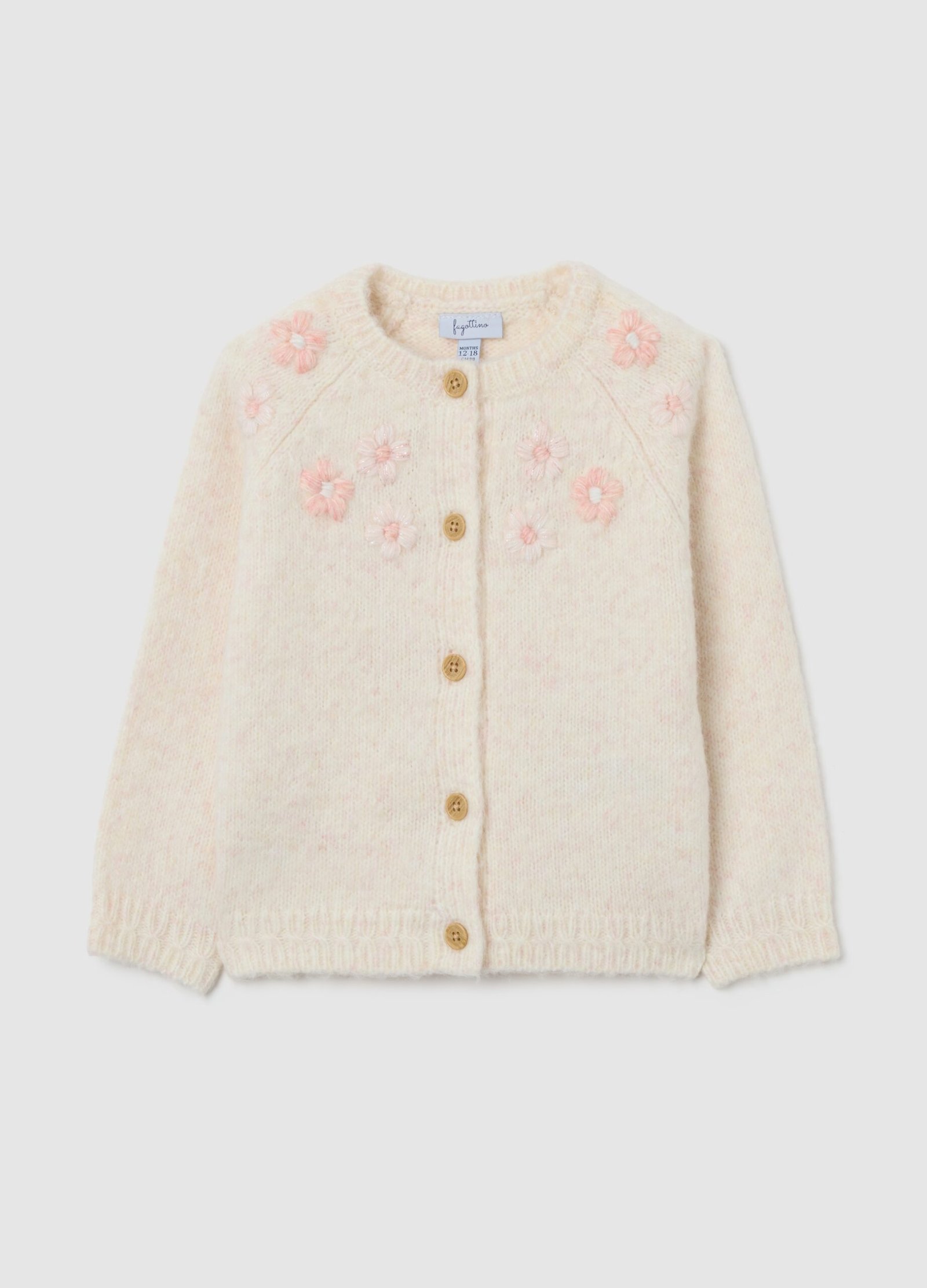 14141228.jpg Girls' pink knit cardigan – front view | Halla Fashion Iraq