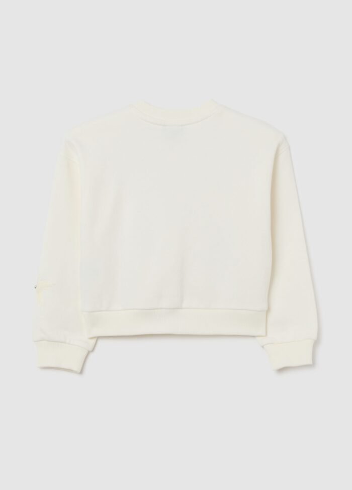 Girls' white floral cotton-blend knit sweater – detail view | Halla Fashion