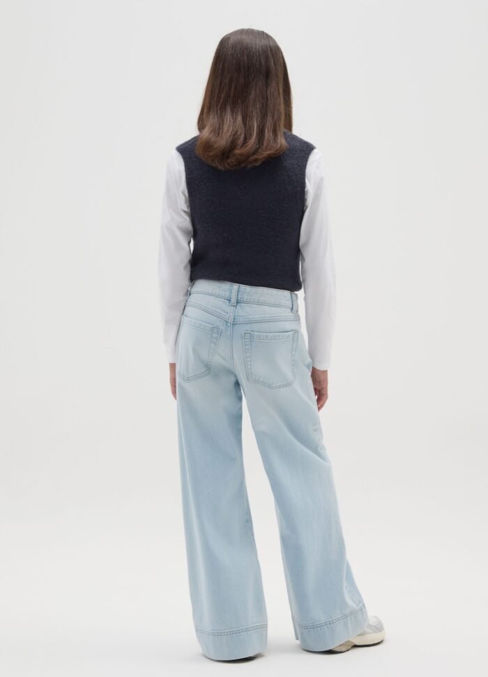 ⁦Girls' Wide-Leg Jeans – Light Blue⁩ - الصورة ⁦2⁩
