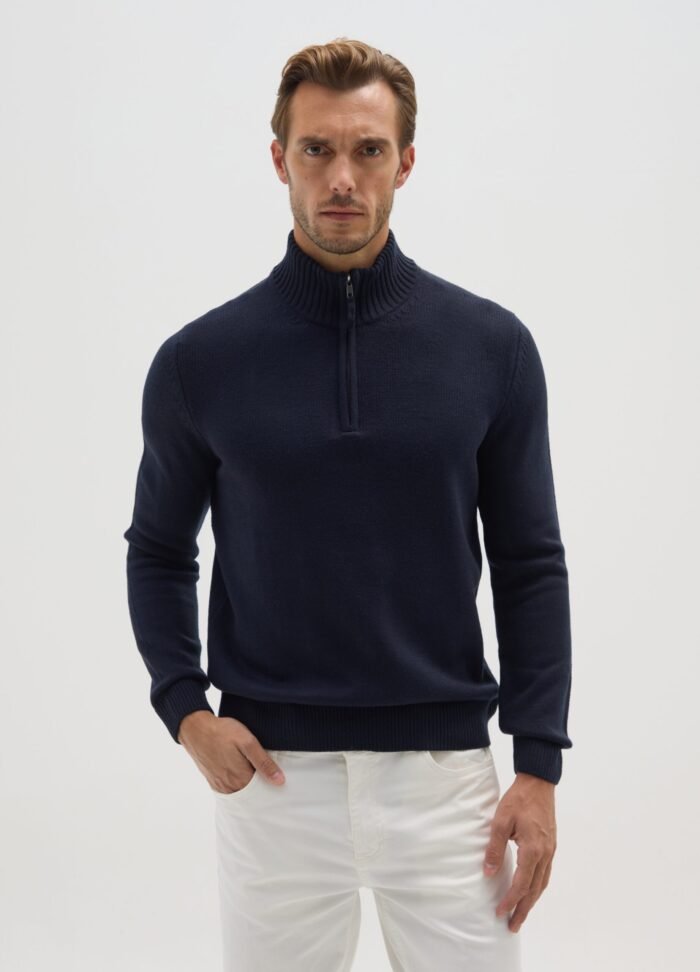 Men's Half-Zip Jumper – Navy - Image 2