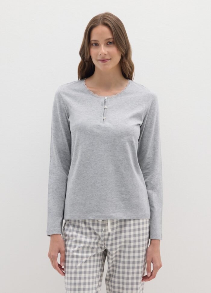 Women's Pyjama Set – Grey Melange - Image 2