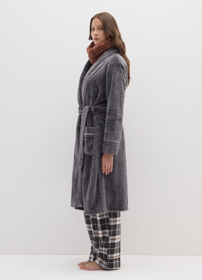 ⁦Women's Dressing Gown – Dark Grey⁩ - الصورة ⁦2⁩