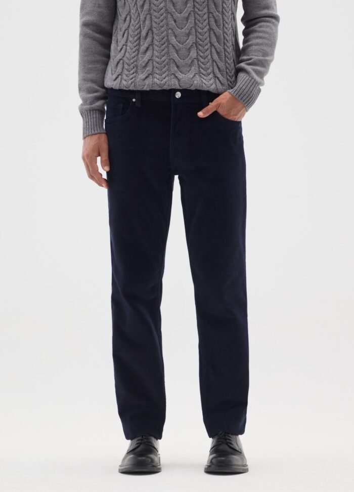 ⁦Men's Corduroy Trousers – Dark Navy⁩ - الصورة ⁦2⁩
