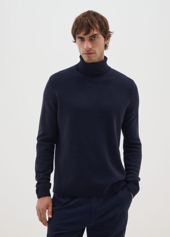 Men's Turtleneck Jumper – Navy - Image 2