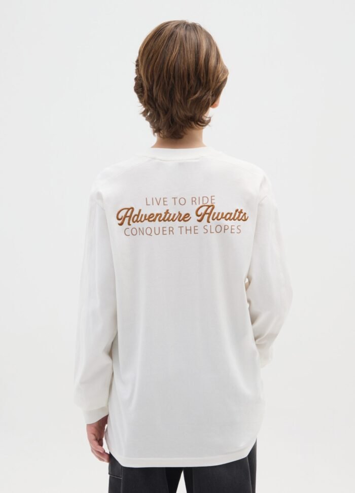 Boys' Embroidered T-Shirt – White - Image 2