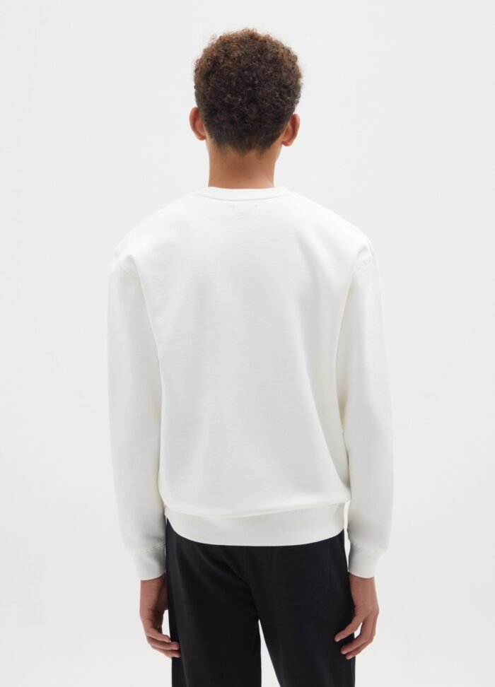Boys' white sweatshirt in 100% cotton – detail view | Halla Fashion
