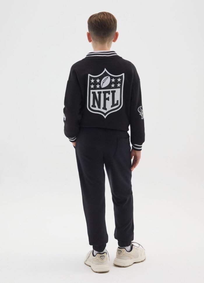 Boys' black cotton joggers – detail view | Halla Fashion